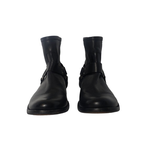 FRYE Phillip Harness Short Black Leather Ankle Boots Size 7 - Picture 3 of 9
